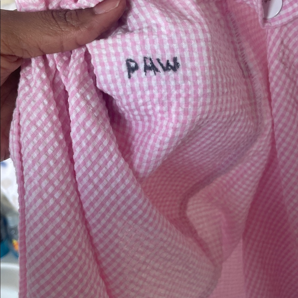 Pink Gingham housecoat Robe/ nightgown with Floral Accents - Picture 5 of 6